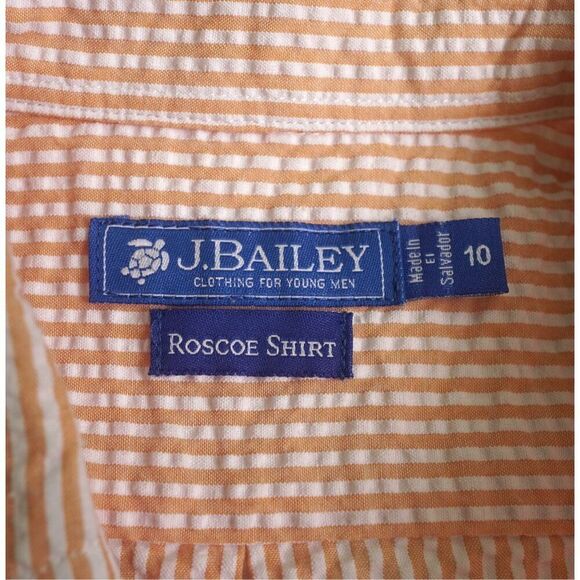 J. Bailey Boys Orange Seersucker Button Up Shirt - Picture 6 of 7